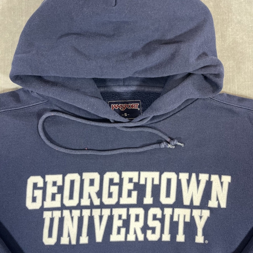 Georgetown University Jansport Mens Small Navy Blue‎ Hoodie Sweatshirt - Picture 2 of 6